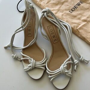 Loewe White ankle tie strappy sandals